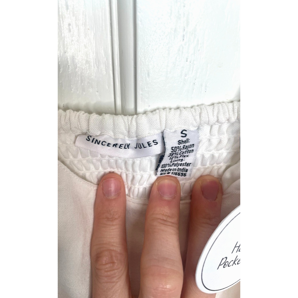 NWT Sincerely Jules Women's White Linen Blend Sundress Sz S Lined Lagenlook Boho - Picture 8 of 10